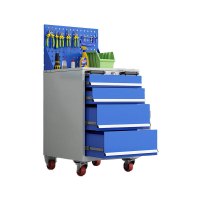 汇得立蓝色矮柜汽修工具车移动多功能工具车车间储物柜四抽工具柜蓝色