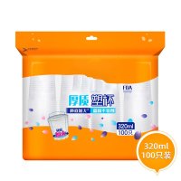 茶花(CHAHUA) 一次性杯子 100只*320ml 塑料特大号 不易变形