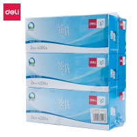 得力本木臻选MH2200-02盒抽2层200抽(白) (3盒/提)