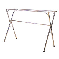 茶花 x形置地伸缩晾晒衣架免安装落地衣架衣帽架不锈钢折叠晾衣架 豪华款2.0m三杆6根加固