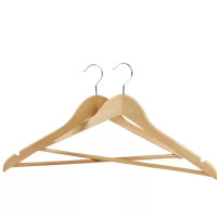 茶花 木质衣架无痕防肩角实木头家用挂衣室内木制衣服挂架子不起包衣撑 本色实木衣架-单个装 均码