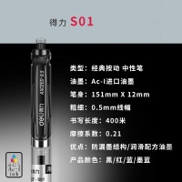 得力S01中性笔0.5mm弹簧头 黑色 12支/盒 12盒