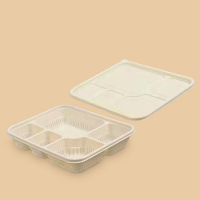 君子风大五格餐盒淀粉基米黄色65*45.5*55cm 200套/箱