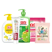 立白 家庭组合六件套 (洗衣液500g*2袋+洗衣粉350g+洗手液(海盐500g)+牙膏120g+洗洁精1kg