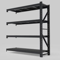御璟宇威货架仓储超市货架置物架仓库储物架重型300kg每层黑色2000*600*2000mm四层副架YW-HJ013黑