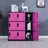 御璟 宇威员工彩色更衣储物柜带锁教室学生书包柜铁皮柜 寄存包柜子 9门黑红 加厚款TW-书包柜黑红9门