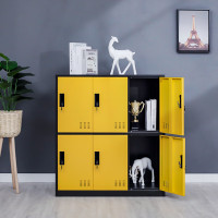 御璟 宇威员工彩色更衣储物柜带锁教室学生书包柜 铁皮柜寄存包柜子 6门黑黄 加厚款TW-书包柜黑黄6门