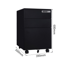 御璟 宇威文件柜办公档案柜三抽扣手侧拉密码锁活动 钢柜员工柜黑色TW-HDG0007