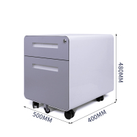 御璟 宇威御璟 宇威钢制活动柜二抽屉资料柜圆弧矮柜 桌下柜移动小储物柜办公文件柜灰色TW-HDG09