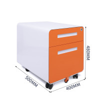 御璟 宇威御璟 宇威钢制活动柜二抽屉资料柜圆弧矮柜桌下柜 移动小储物柜办公文件柜橙色TW-HDG07