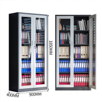 御璟 宇威文件柜办公柜钢制铁皮资料档案储物拆装柜 薄边通体玻璃对开(经济款)TW-WJGHBTB02