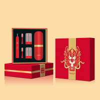 HYUNDAI 吉祥鸿运声波电动牙帽套装-X10中国红牙刷*1+刷头*6+牙刷水晶盒*2+便携盒*1