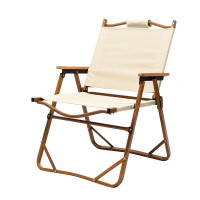 徽羚羊 木纹克米特折叠便携露营椅 单人大号(钢材椅架)55*53*78CM HLY-ZDY-22061 米色