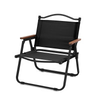 徽羚羊 木纹克米特折叠便携露营椅 单人大号(钢材椅架)55*53*78CM HLY-ZDY-22061 黑色