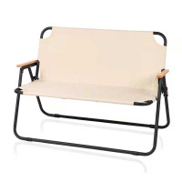 徽羚羊 木纹克米特折叠便携露营椅 双人款(铝材椅架)109*72*62CM 米色