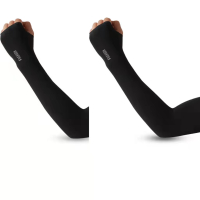 凯速(Kansoon) 防晒防护冰丝袖套2双装FSXT 黑色-两双