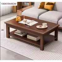依诗幕办公室茶几桌客厅简约现代双层胡桃色100*60CM 粗腿