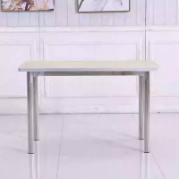 依诗幕不锈钢食堂餐桌120x80X75cm橡木色铝合金桌面