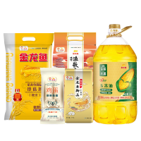 金龙鱼A款至臻礼遇玉米油5L*1臻选渔歌香米2.5KG*1御品珍珠米2.5KG*1鸡蛋澳麦挂面900g*1麦芯粉1KG*
