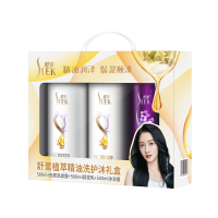 舒蕾(SLEK) 植萃精油洗护沐礼盒(蚕丝去屑洗发露500ml+蚕丝润发乳500ml+莹润沐浴露500ml)