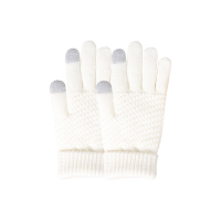 凯速(Kansoon)针织保暖触屏手套CPST006白色-两双装(4只)