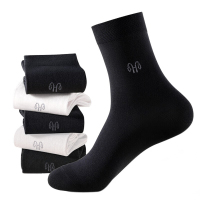 恒源祥 抗菌中筒全棉男袜AM150550 均码3双黑色+2双白色