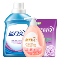 蓝月亮- 洗护组合三件套洁净洗衣液2kg+柔润樱花内衣专用洗衣液500g+薰衣草绿色柔顺剂袋装500g