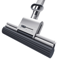 大卫 滚轮式拖把免手洗巨无霸大号胶棉拖把M12冰峰白(1杆+2头)