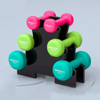 PROIRON普力艾 马卡龙色浸塑纯铁小哑铃三对儿套装(樱花粉1kg+苹果绿2kg+翡翠绿3kg+哑铃架)