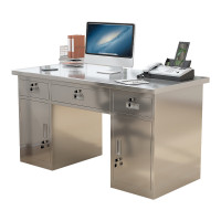 依诗幕不锈钢办公桌电脑桌现代简约防锈桌1.4m五斗中抽