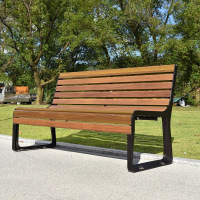 依诗幕公园椅户外长椅防腐木长条休息座椅 1.8米口子型带靠背[锌合金](含安装)