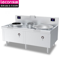 乐创(lecon)商用大炒+小炒组合灶 20KW+15KW食堂炒菜电磁灶 201不锈钢工程款 LC-J-DX2015