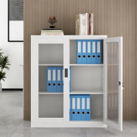 国翌 GY-BDK-1090办公家具文件柜玻璃门办公柜钢制凭证柜档案柜财务资料柜带锁对开门900*400*1090mm