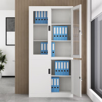 国翌 GY-BSJG-1850文件柜双节柜金属资料柜玻璃门带锁办公柜档案柜对开门凭证柜资料柜900*400*1850mm