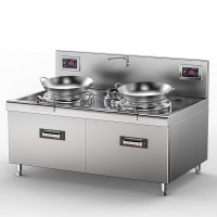 乐创(lecon)商用电磁双头单尾小炒灶 12KW*2大功率酒店饭堂企业炒灶 380V LC-J-A12X1