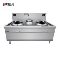 SOR松润 商用电磁炉 酒店餐厅饭堂单位厨房用SOR-N227双头单尾小炒炉 6KW×2(配50炒锅2个+水龙头)