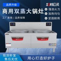 SOR松润 商用电磁炉 酒店餐厅饭堂单位厨房用SOR-N207双头电磁大锅灶φ800*2 20KW*2 2米