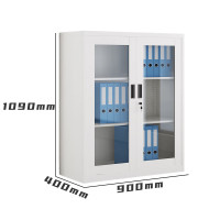 国翌 GY-BDK-1090办公家具文件柜玻璃门办公柜钢制凭证柜档案柜财务资料柜带锁对开门 900*400*1090mm