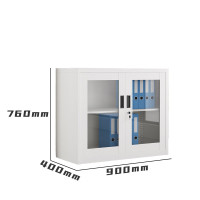 国翌 GY-BDK-760办公家具钢制书柜金属储物柜玻璃门文件柜资料柜档案柜带锁铁皮柜灰 白色 900*400*760m