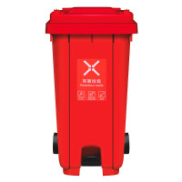 敏胤MYL-7120-7 120;脚踏户外有害分类垃圾桶新国标(芾轮带盖) 颜色:红色(单位:个)
