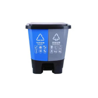 敏胤 MYL-2116A 8L+8L 塑料脚踏分类双桶垃圾桶(可回收+其它)标识 颜色:蓝色+灰色 单位:个