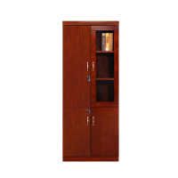 国翌 GY-W05-2A 储物资料档案办公文件柜 玻璃门红胡桃色 800*400*2000mm