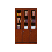 国翌 GY-W05-3 档案办公文件储物资料柜 玻璃门红胡桃色 1200*400*2000mm
