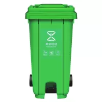 敏胤 户外带轮带盖挂车脚踏垃圾桶(新国标) JRJ120AU 120L绿色厨余垃圾标识