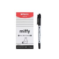 晨光(M&G)米菲系列中小学生办公双头记号笔美术笔勾线笔 黑色 SPM21302A 12支/盒