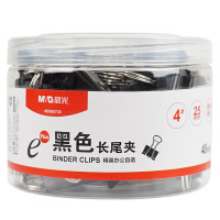晨光(M&G)文具4#25mm 48只/罐 黑色长尾夹 中号金属票据夹 办公燕尾夹子 ABS92735 单筒装