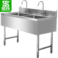 圣托(Shentop)DJB04 双星水池 不锈钢餐厅双槽洗菜盆 带水龙头厨房水槽洗碗盆