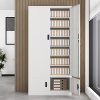 国翌 GY-XDPZG-1850 钢制档案柜对开门文件柜带锁资料柜办公柜灰白色 900*400*1850mm-zc