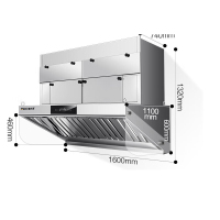 麦大厨 MDC-CPB20-KL-D-ND16 220V 950W 重油烟 内循环净化一体机1.6米(不锈钢电场)