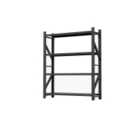 御璟 货架仓库库房储物架超市展示铁架子轻型150KG/层主架四层1200*500*2000mm 黑色 YW-HJ1023